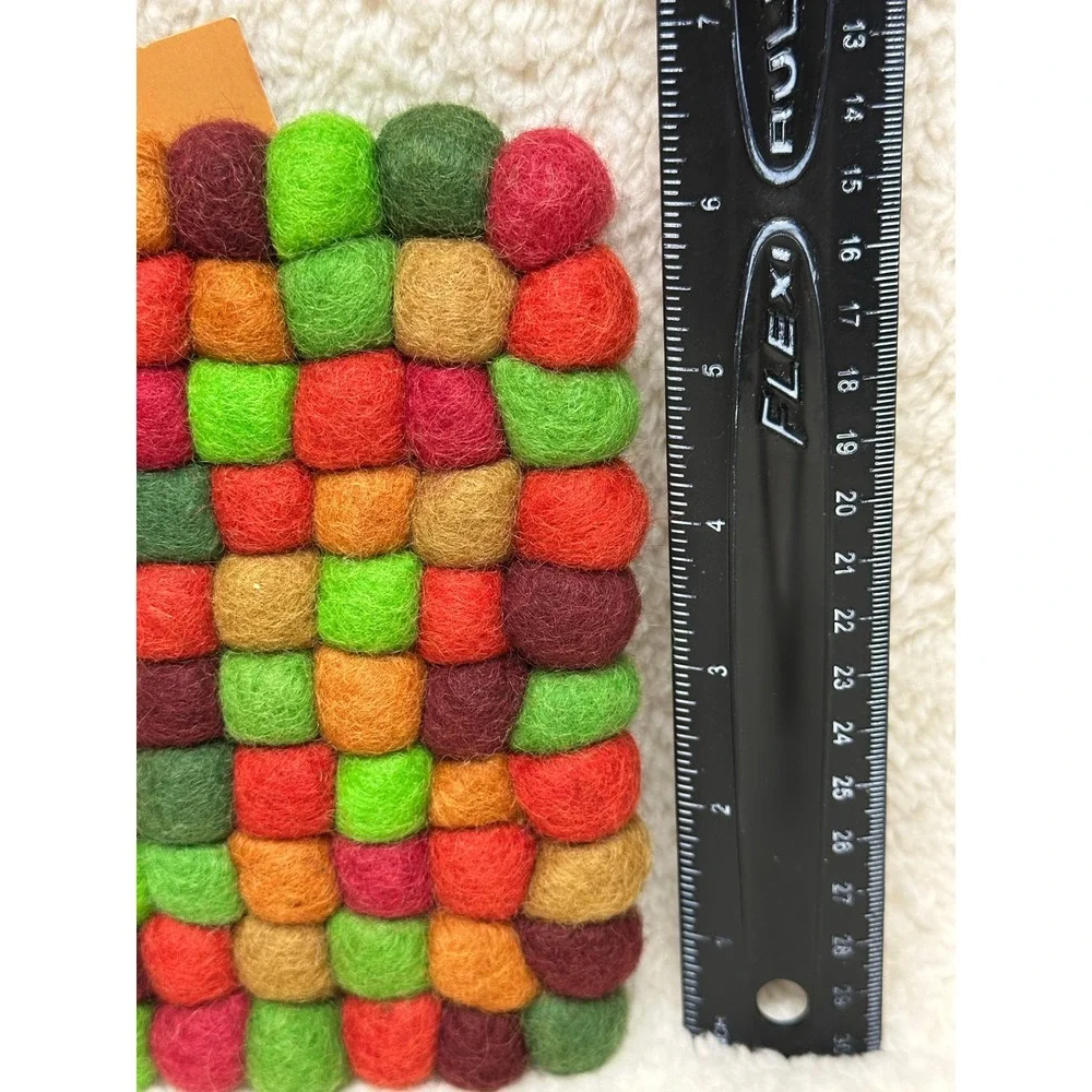 Trader Joe's Felted Wool Trivet Multicolor Handcrafted Nepal Square 7x7
